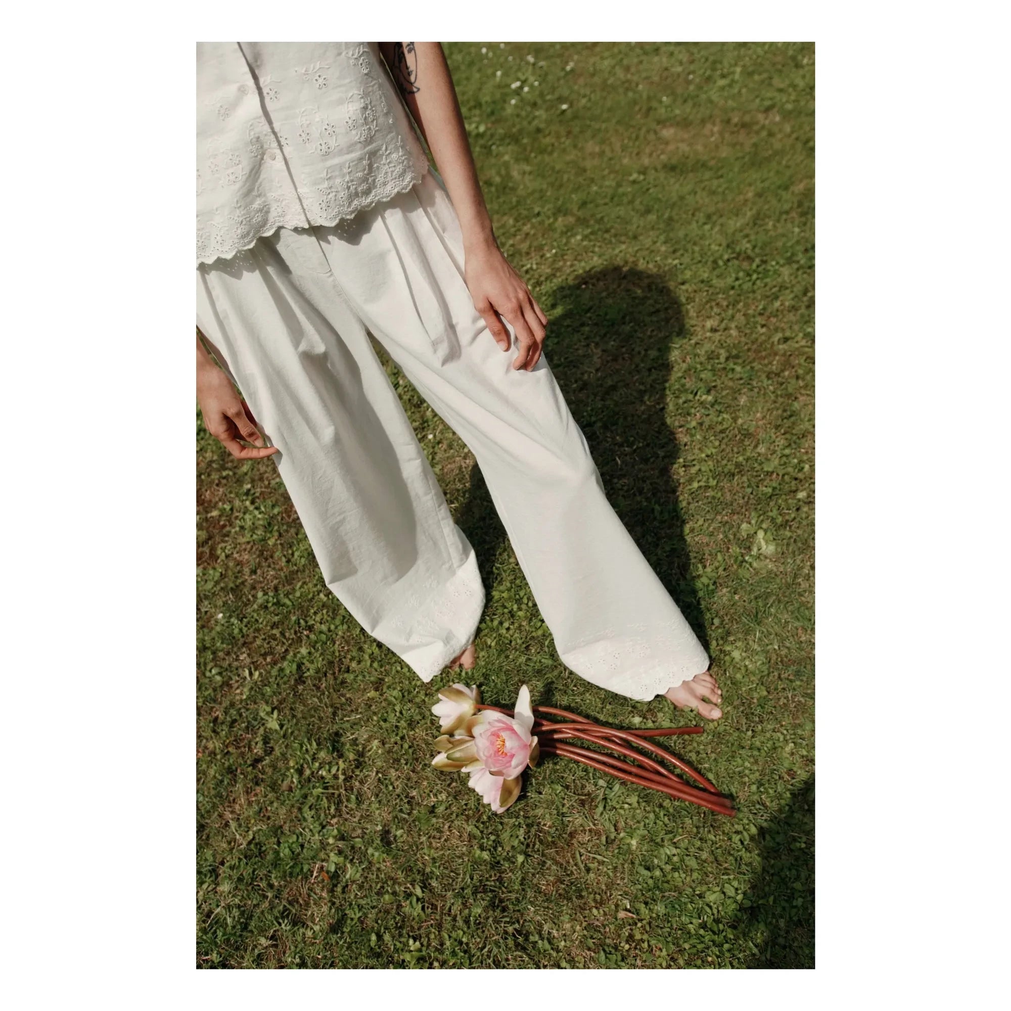 Emile et Ida - Pantalón bordado bohemio | Blanco