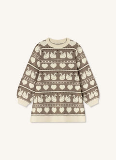Fliink - Vestido de Tricot de Cisne Adorable, Algodón Orgánico | Ecru
