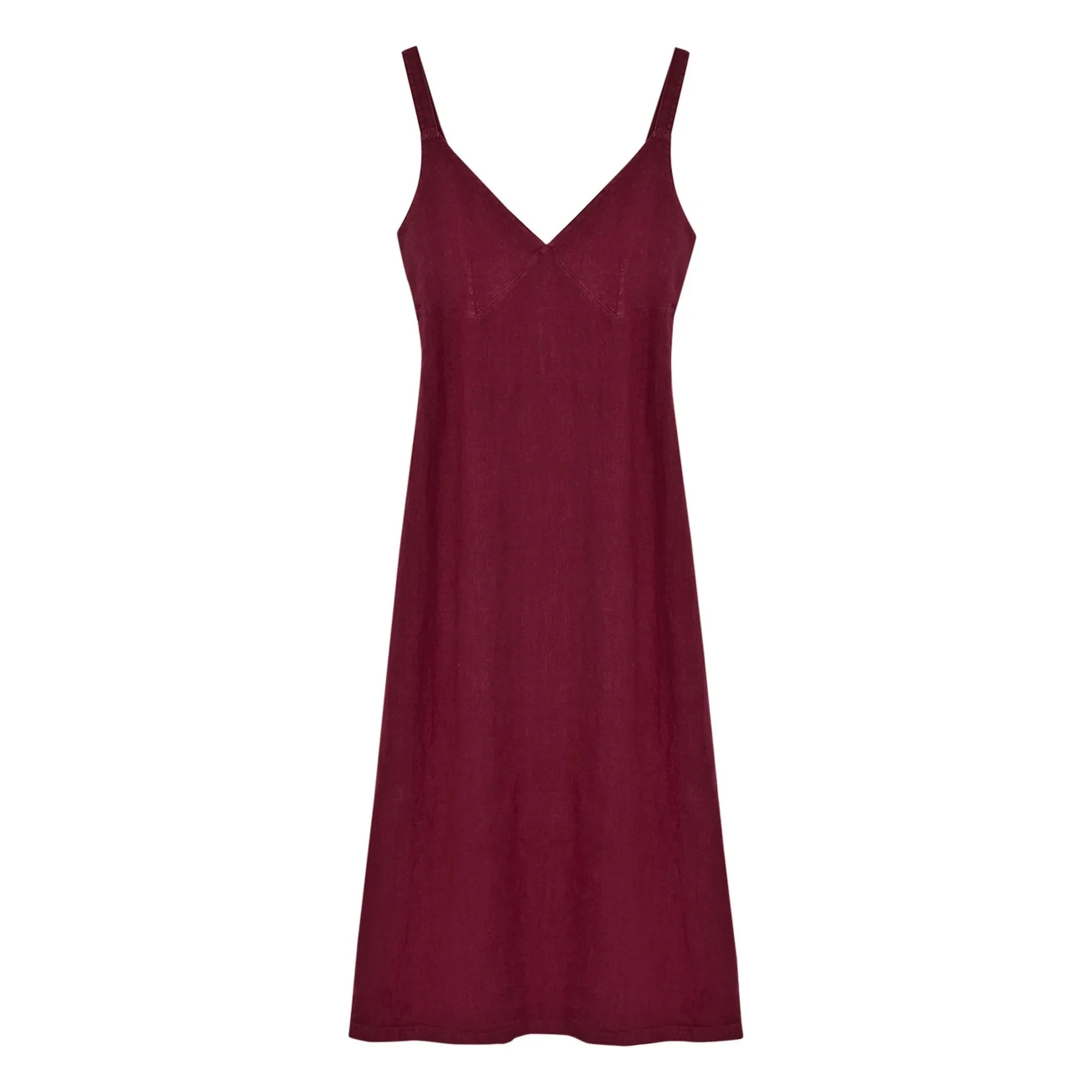 the new society - Vestido de lino Bulbine | Rojo oscuro