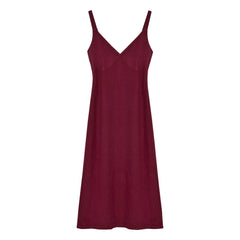 the new society - Vestido de lino Bulbine | Rojo oscuro