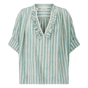 Laurence Bras - Blusa de algodón a rayas Dida | Verde claro