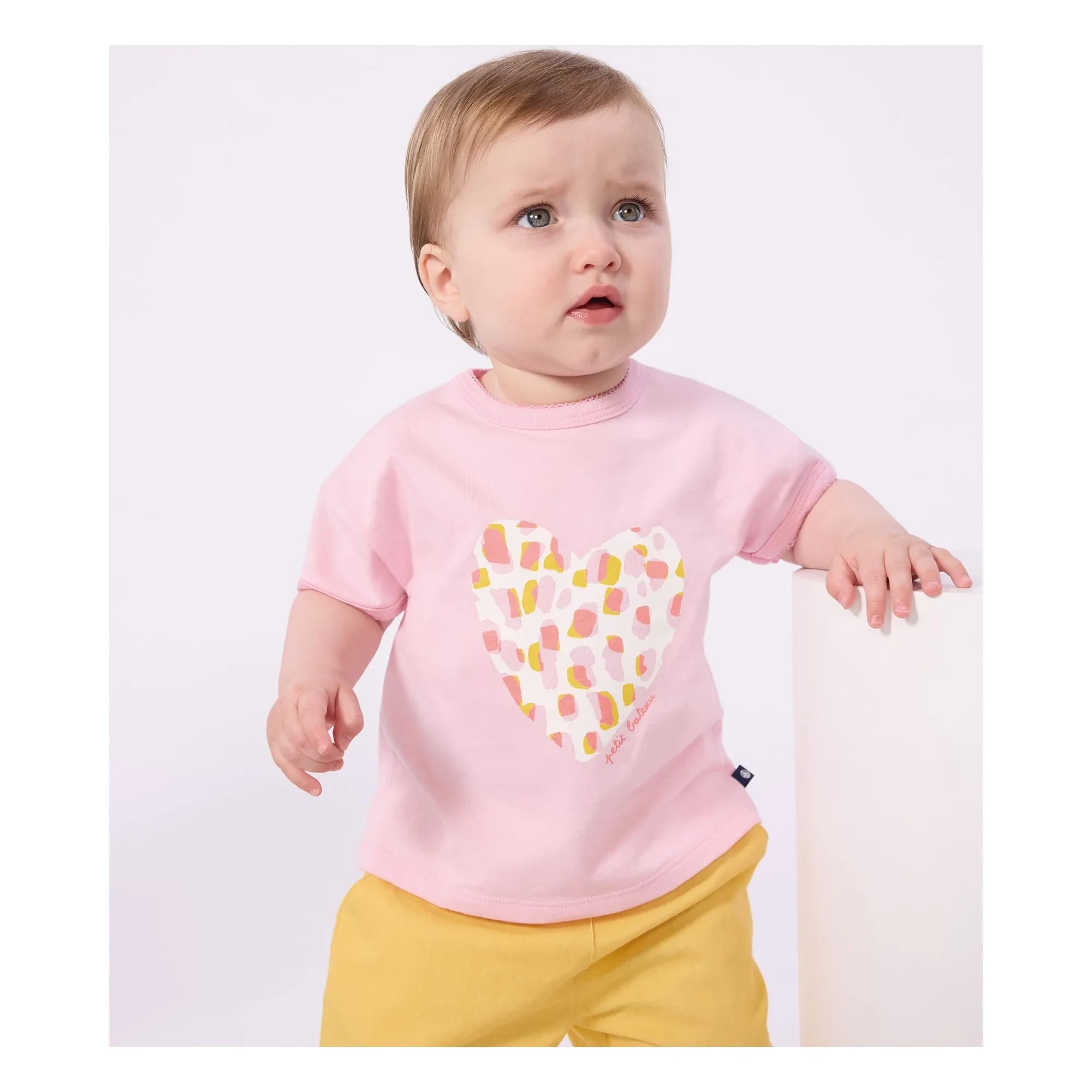 Petit Bateau - Camiseta de Corazones de Algodón Orgánico para Bebé | Rosa