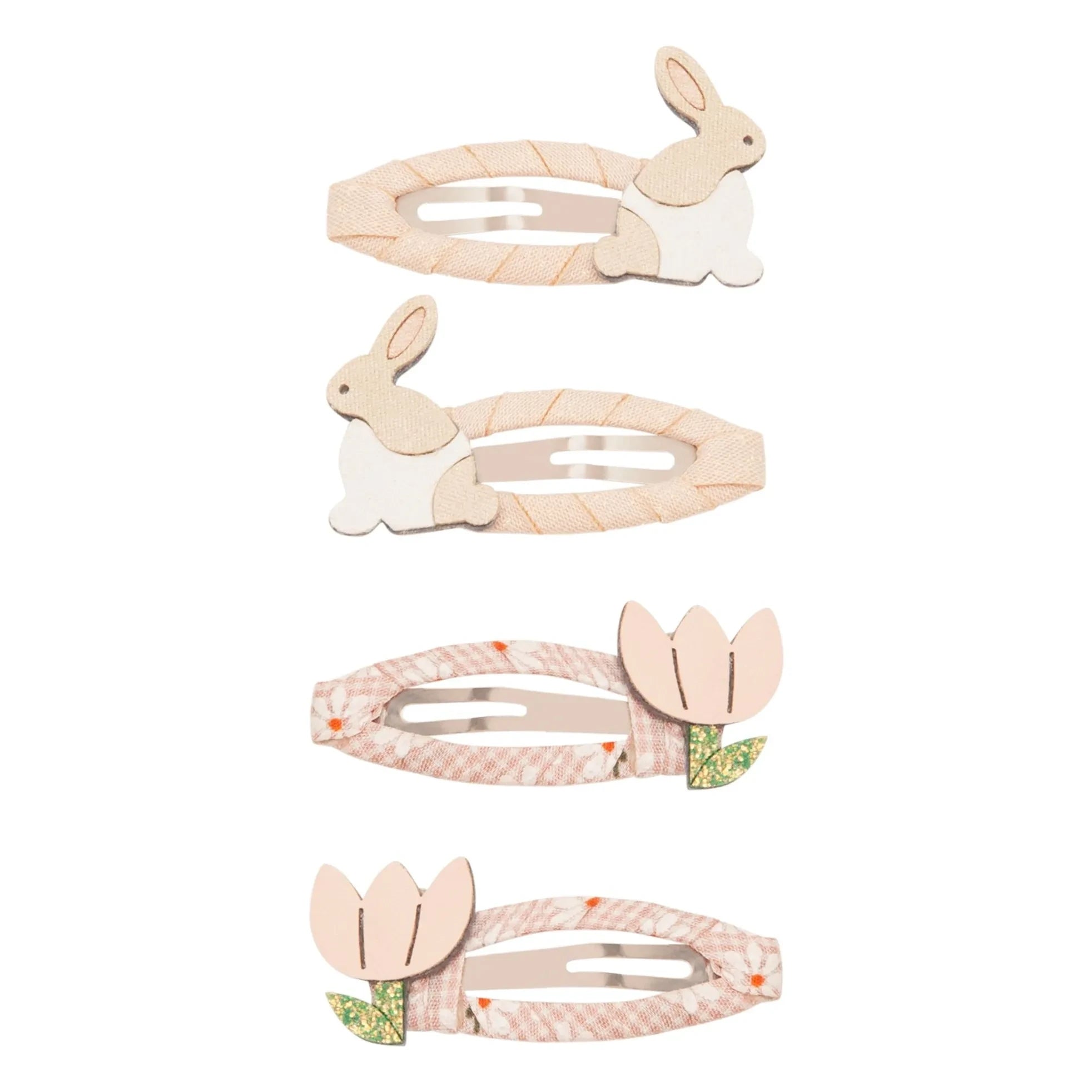 Mimi & Lula - Set de 4 pinzas para el pelo de conejos y flores | Rosa