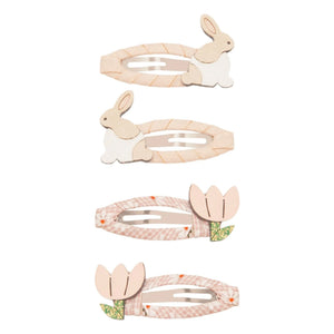 Mimi & Lula - Set de 4 pinzas para el pelo de conejos y flores | Rosa