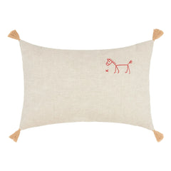 Nobodinoz - Cojín con borlas - Lino francés | Beige