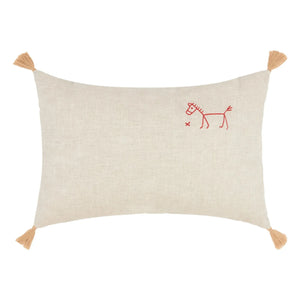 Nobodinoz - Cojín con borlas - Lino francés | Beige