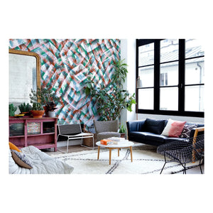 Bien Fait - Papel pintado bohemio - 3 rollos | Verde agua