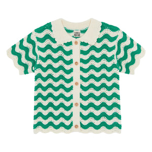 Bonton - Camisa de cuello de ganchillo Ninon | Verde Esmeralda