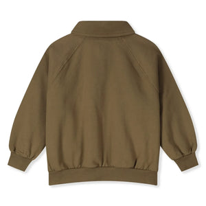 Gray Label - Sudadera de algodón orgánico con cuello polo | Marrón