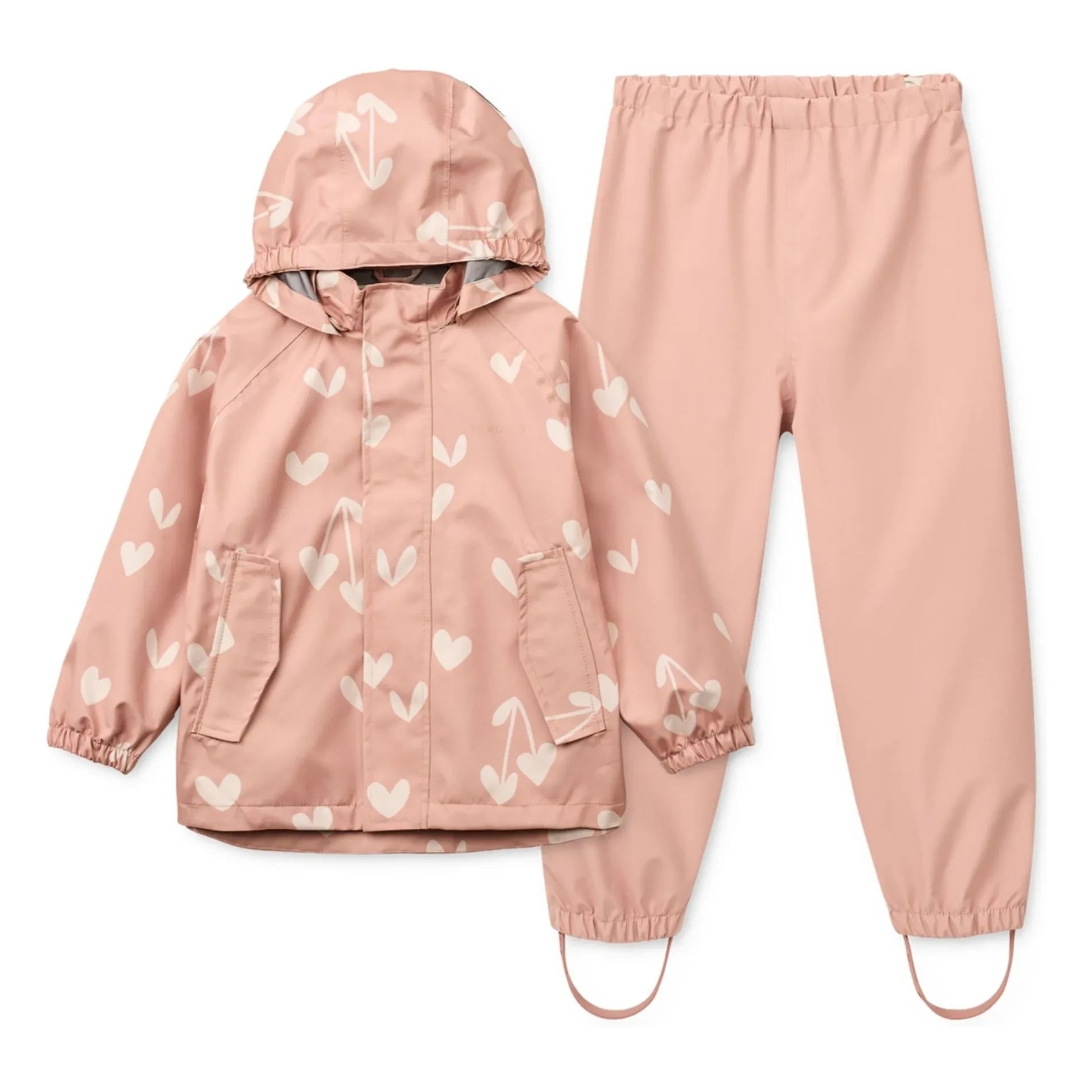 Liewood - Conjunto de lluvia de fibra reciclada Pedia Coeurs | Rosa suave