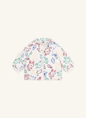 Petit Bateau - Ecru Abrigo de plumón con estampado de animalitos para bebé