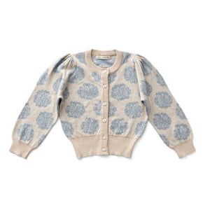 Soor Ploom - Cárdigan rosa con flores de algodón orgánico | Crema