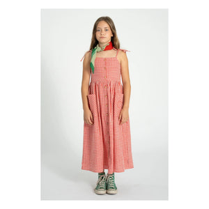 Piupiuchick - Vestido maxi de algodón orgánico Gingham | Rojo