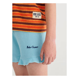Bobo Choses - Bobo Choses Pantalón corto con volantes de algodón orgánico | Azul claro
