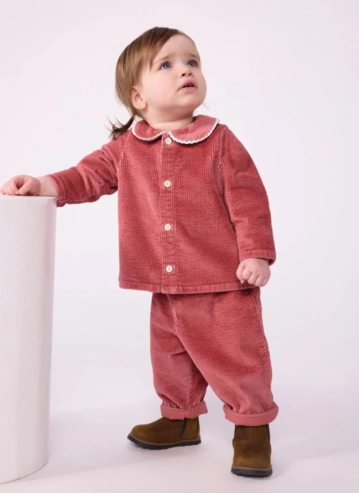 Petit Bateau - Pantalón de terciopelo para bebé en algodón orgánico | Rojo