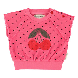 Piupiuchick - Sudadera sin mangas de rizo de algodón orgánico Cherry | Fucsia