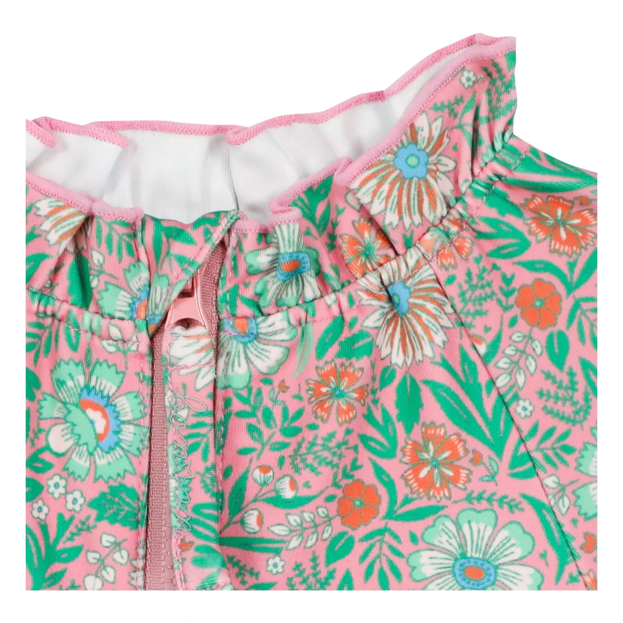 Bonton - Traje de baño de manga larga con cuello de volantes Flores | Lila