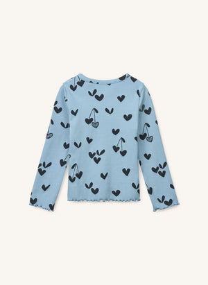 Liewood - Camiseta de Corazón con Relieve Nieve de Algodón Orgánico | Azul