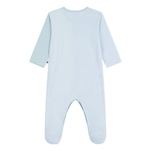 Petit Bateau - Pijama de algodón orgánico Milleraies de rayas con bloques de color | Verde