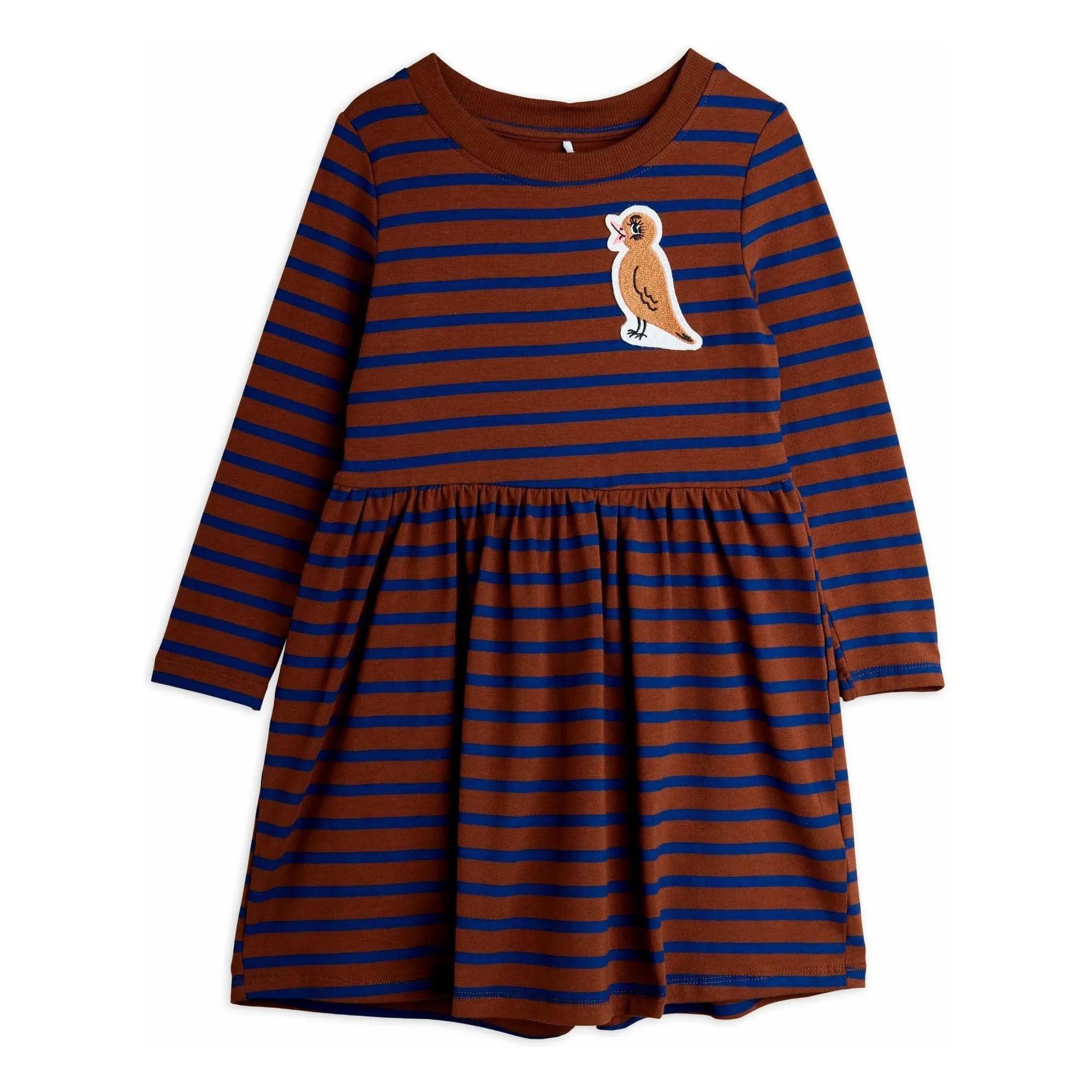 Mini Rodini - Vestido de algodón orgánico con pájaros | Marrón
