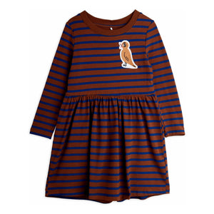 Mini Rodini - Vestido de algodón orgánico con pájaros | Marrón