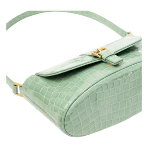 BY FAR - Bolso de cuero con efecto cocodrilo Miranda Baguette | Verde menta