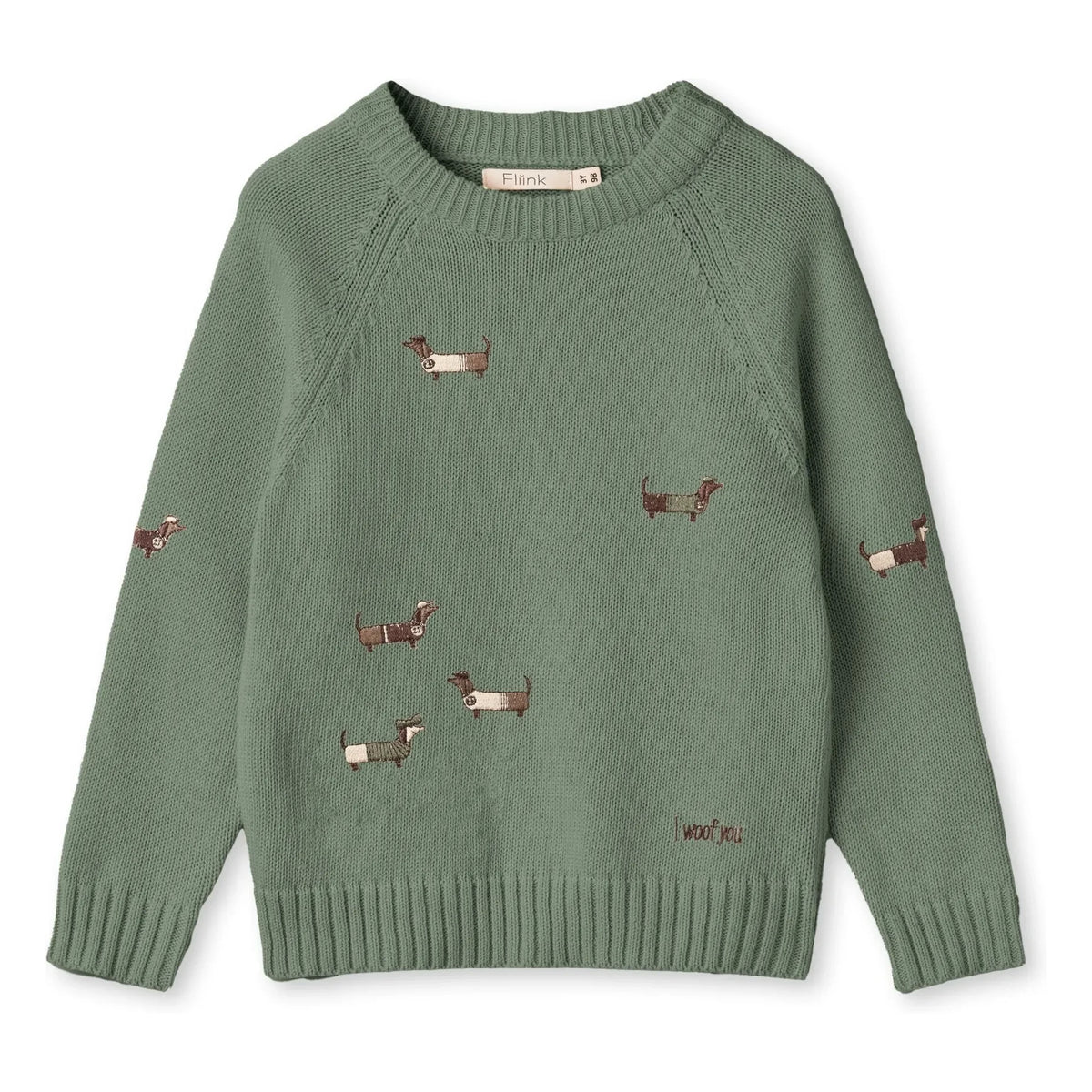 Fliink - Sudadera de algodón orgánico Mahdi Dogs | Verde Agua