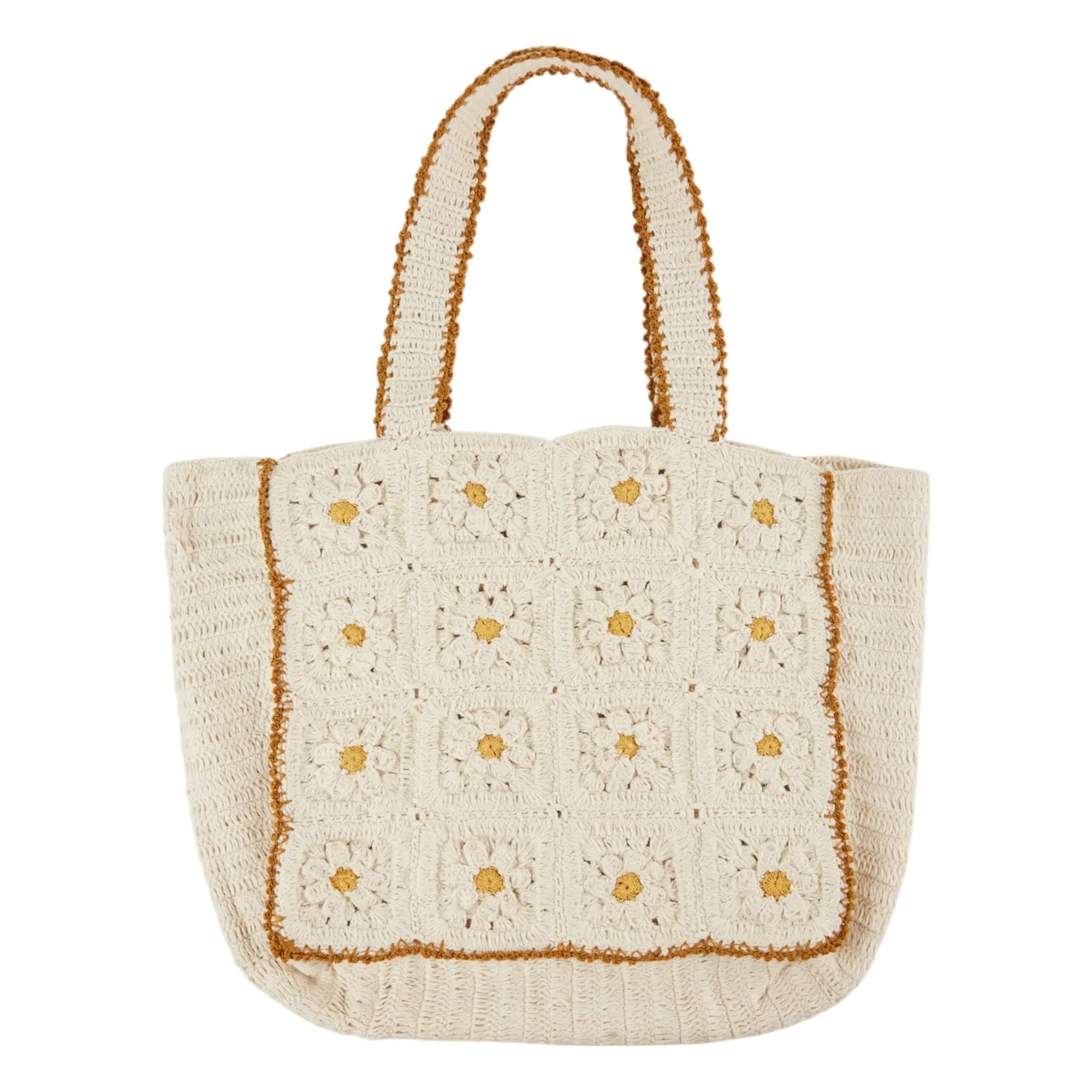 Emile et Ida - Bolso con bordado floral de ganchillo | Crema