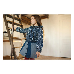 Louis Louise - Bloom Çizgili Denim Etek | Mavi