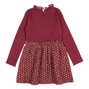 Búho - Vestido de algodón orgánico de doble tela Fleurie | Burdeos