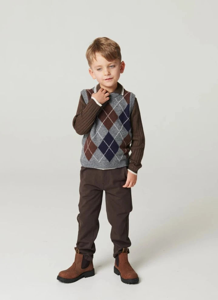 Copenhagen Colors - Jersey sin mangas de lana argyle gris