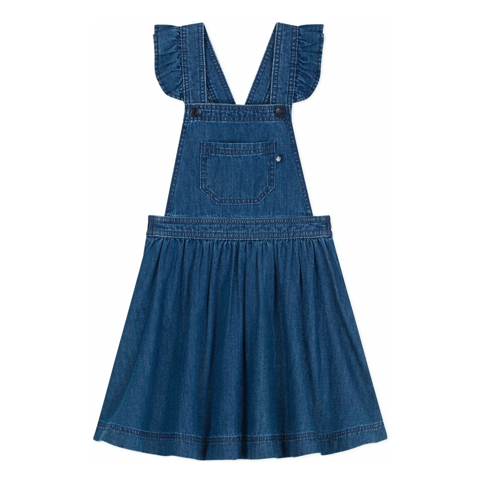 Petit Bateau - Vestido peto vaquero de algodón orgánico | Azul vaquero