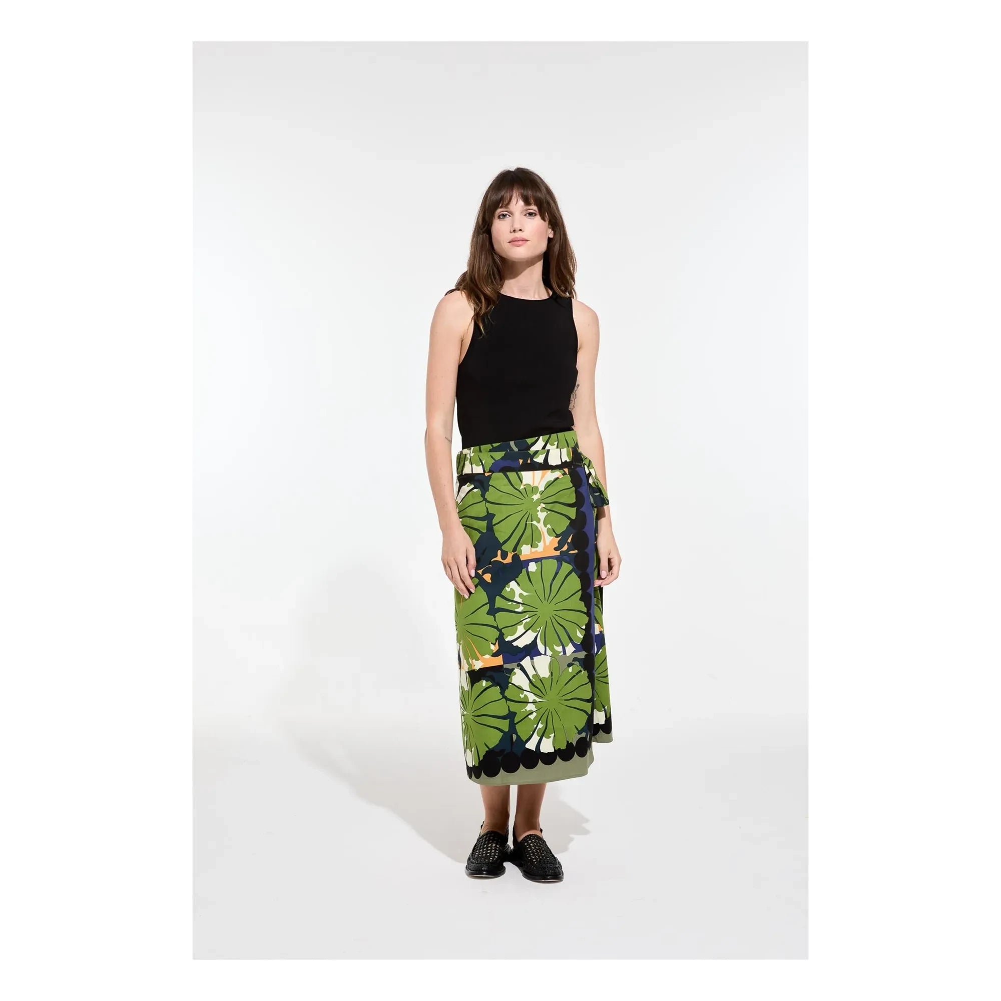 Mapoésie - Falda de popelina Zoé Poppy | Verde oscuro