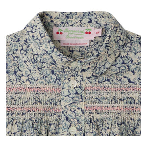 Bonpoint - Blusa de algodón orgánico con cuello Claudine Laurencia Fleurie | Azul Prusia