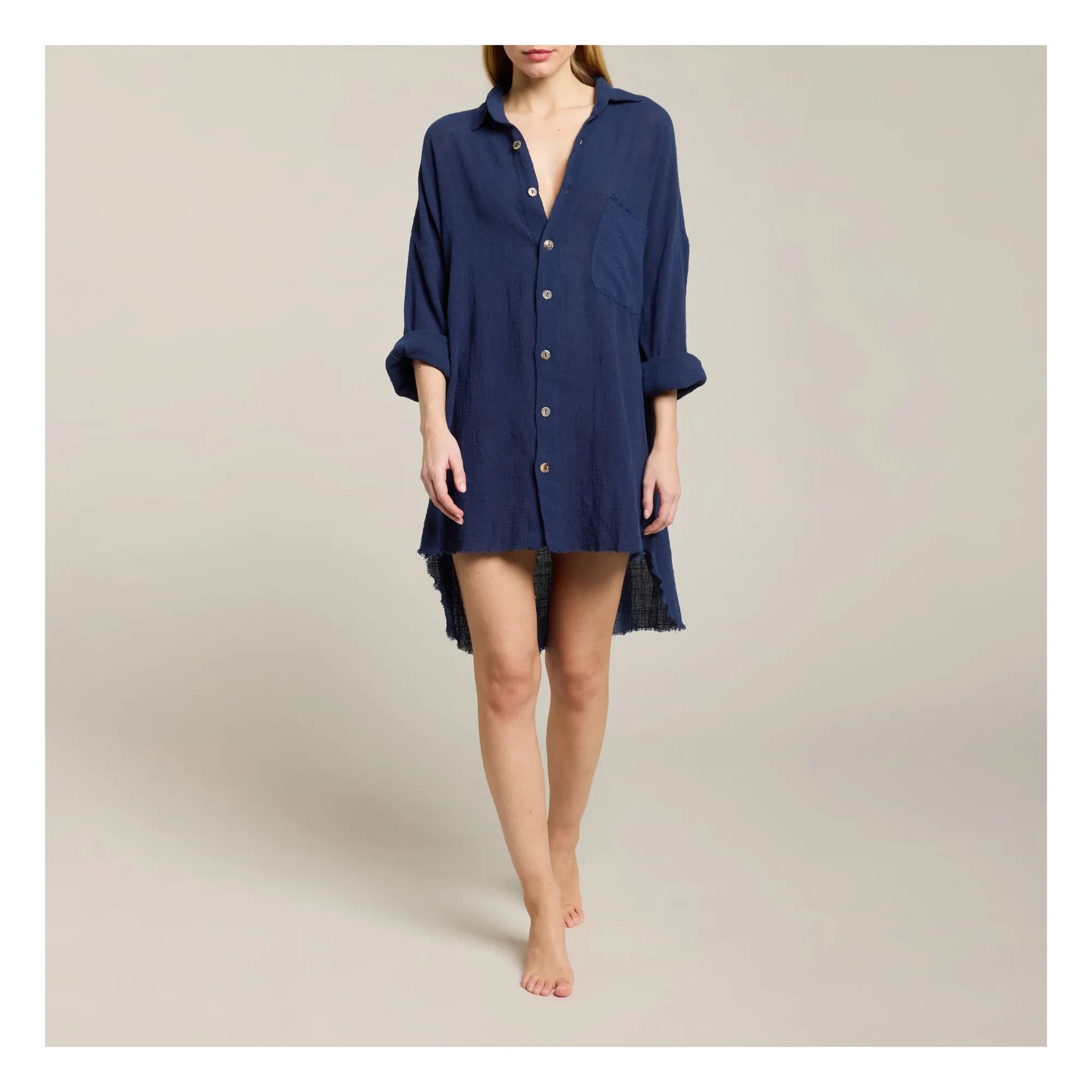 Maison Saint Julien - Vestido de algodón de gasa Mykonos | Azul marino
