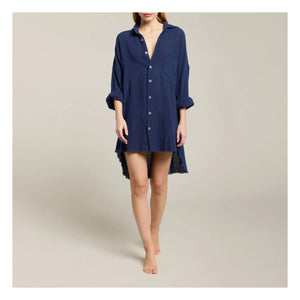 Maison Saint Julien - Vestido de algodón de gasa Mykonos | Azul marino