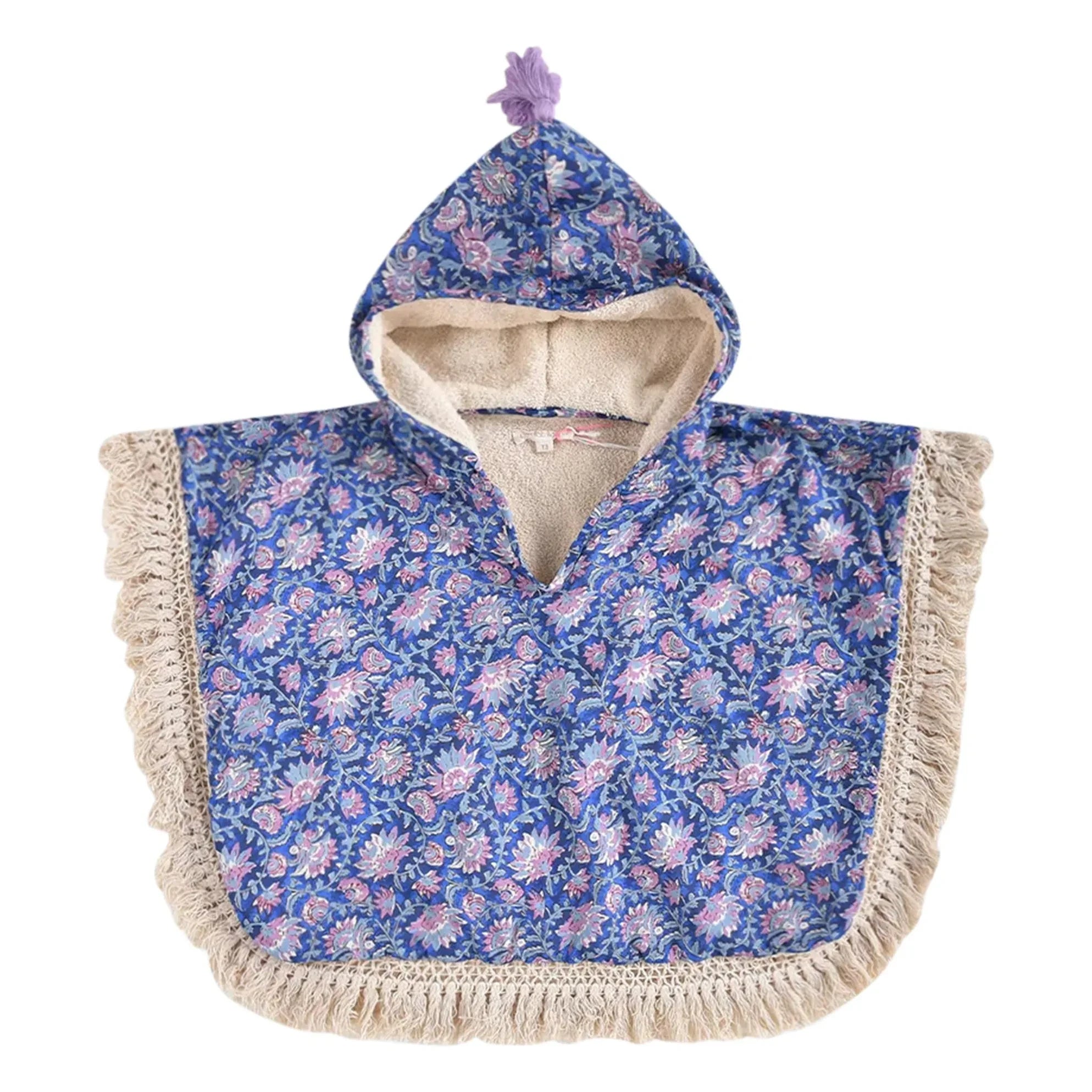 Louise Misha - Poncho de baño Mael de algodón orgánico | Azul oscuro