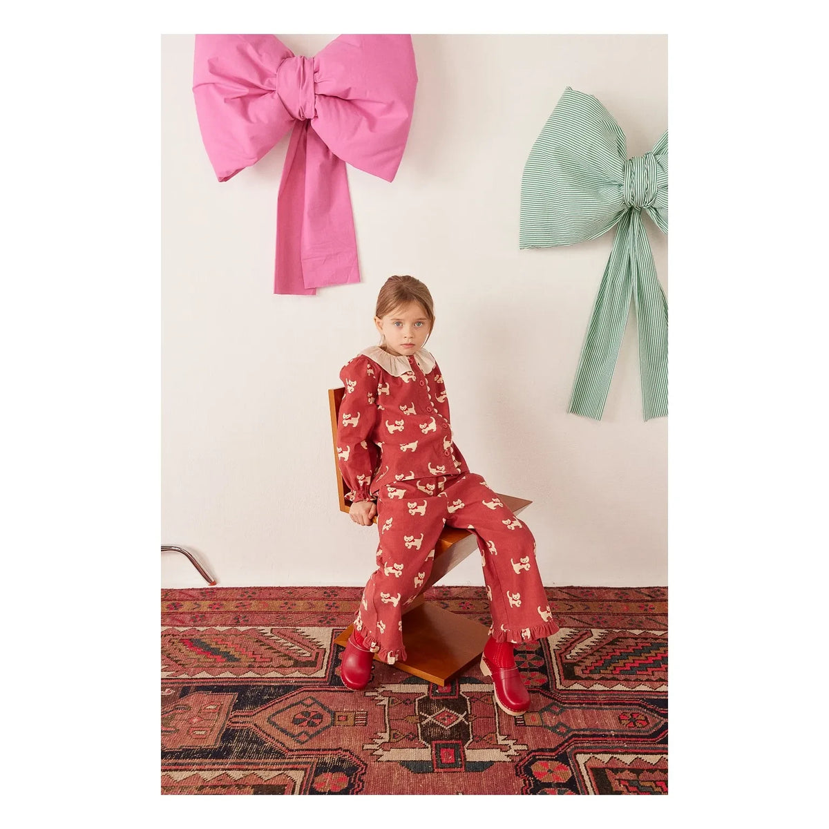 Hola, Simone - Blusa de terciopelo y pana Myrtille Cats | Rojo teja