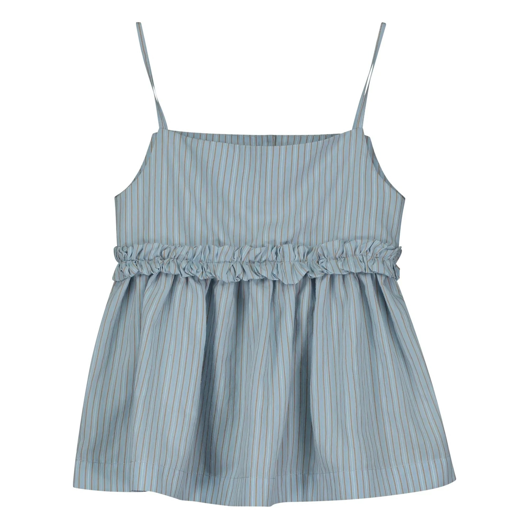 Tangerine - Top con volantes y rayas | Azul claro