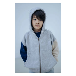 Repose AMS - Sudadera con cremallera tricolor de algodón orgánico | Gris