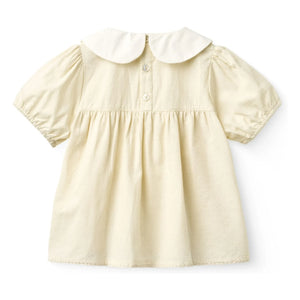 Copenhagen Colors - Blusa con volantes cuello Claudine algodón orgánico | Crema
