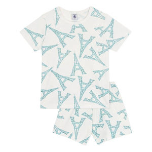 Petit Bateau - Pijama corto Torre Eiffel | Blanco