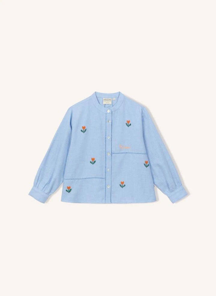 Arsène et Les Pipelettes - Blusa con bordado floral | Azul claro
