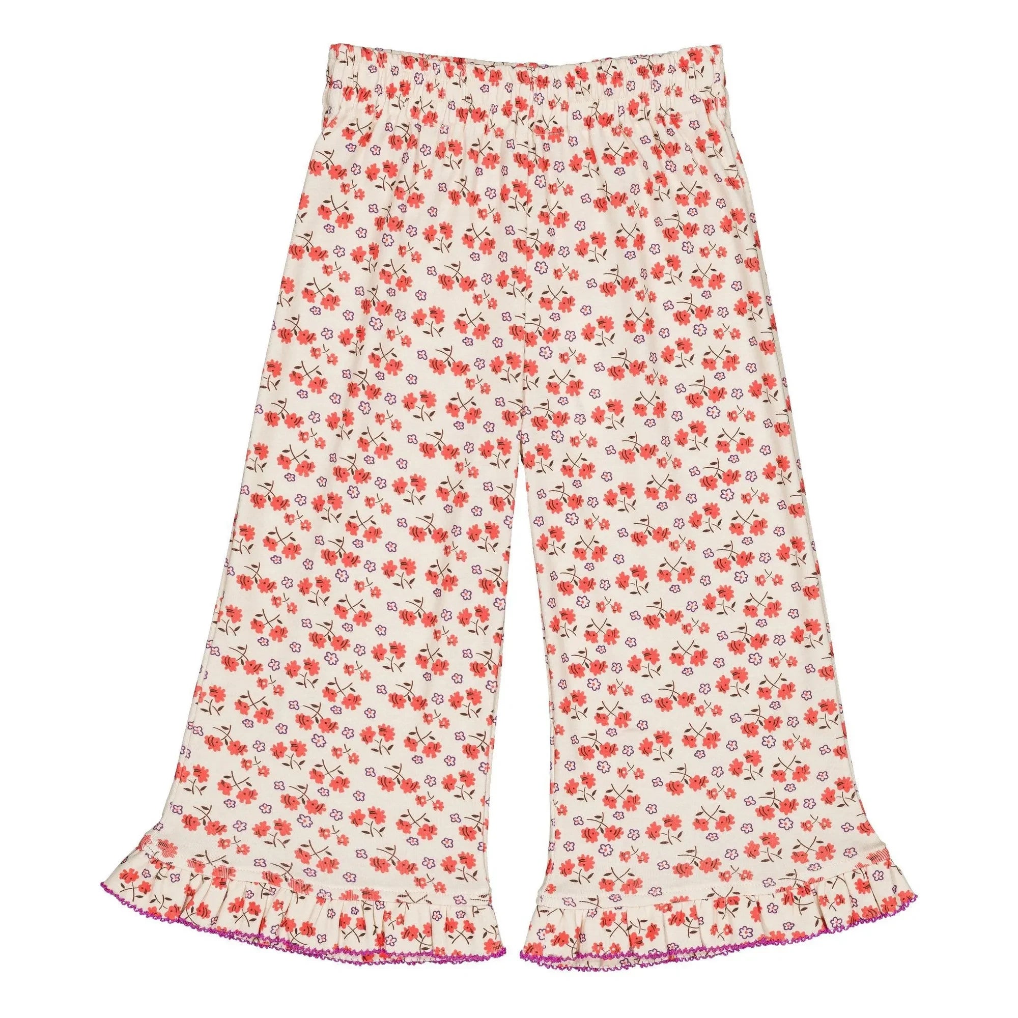 Hola, Simone: Pantalones con estampado floral de algodón orgánico Malikette | Blanco