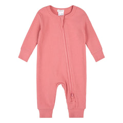 Petit Lem - Pijama de algodón orgánico y modal acanalado sin pies | Rosa