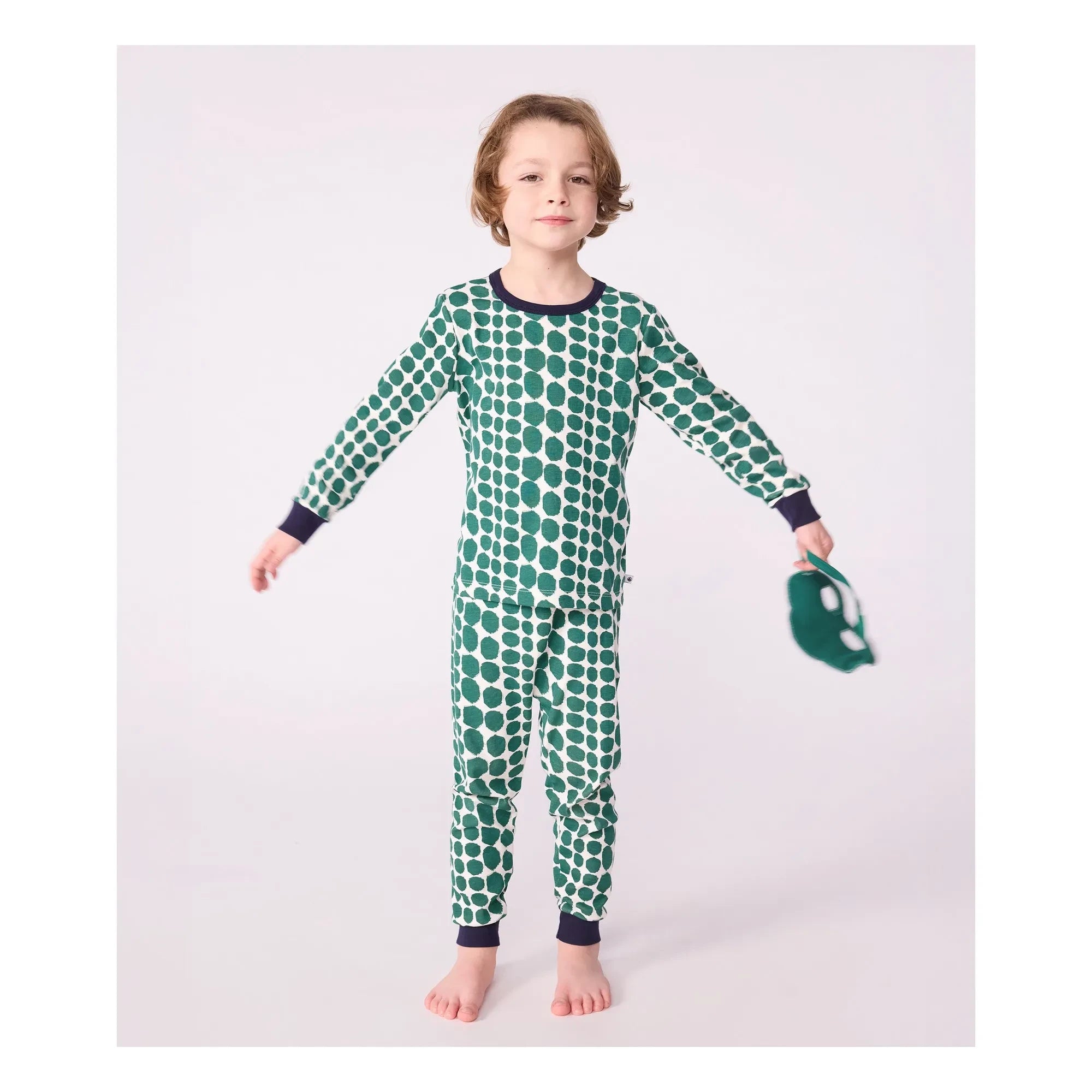 Petit Bateau - Conjunto de pijama y antifaz de cocodrilo | Verde