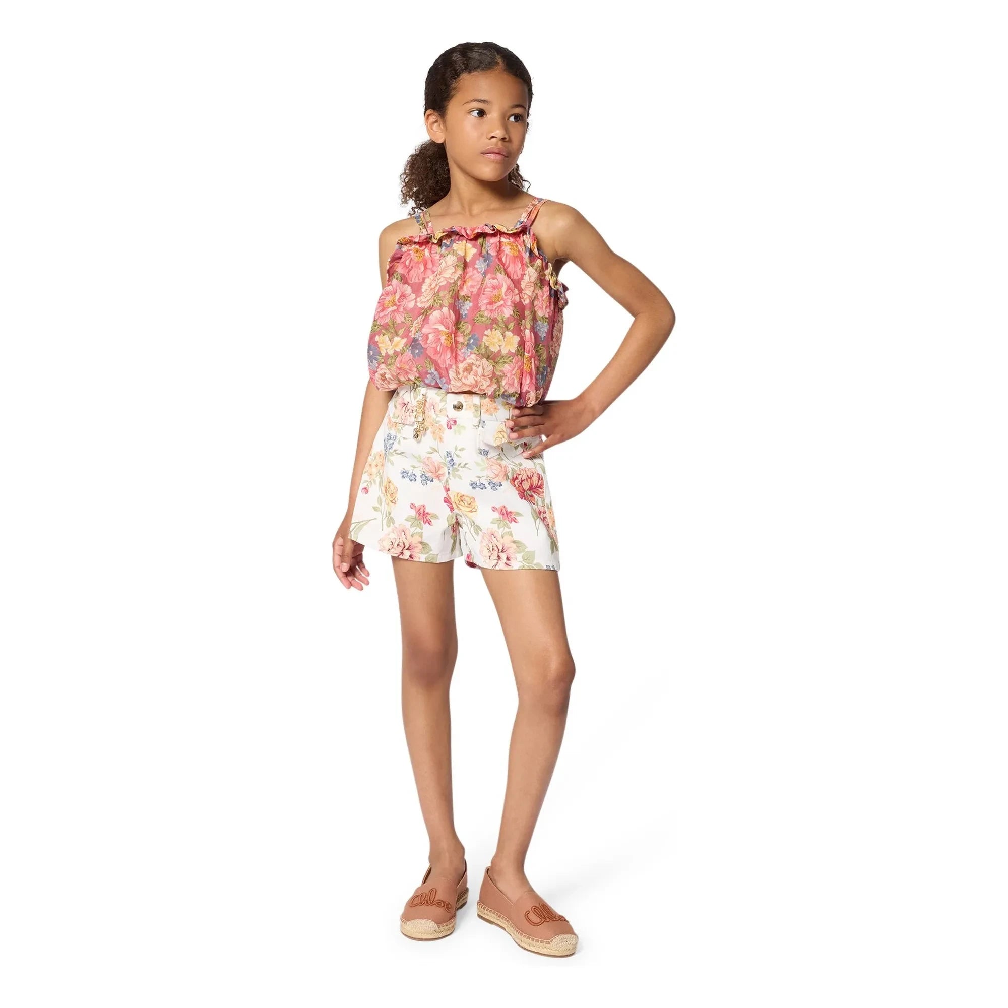 Chloé - Top de Algodón Orgánico con Estampado de Flores | Palisandro