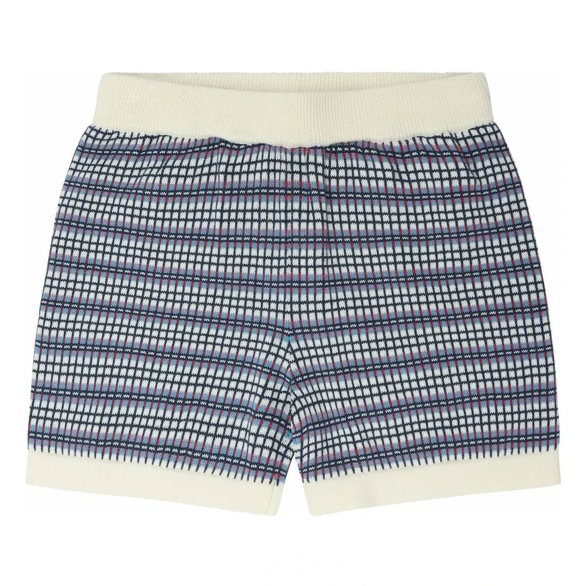 FUB - Pantalón corto de punto fino de algodón orgánico a cuadros | Crudo