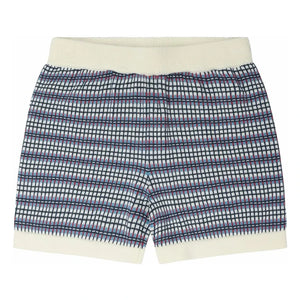 FUB - Pantalón corto de punto fino de algodón orgánico a cuadros | Crudo