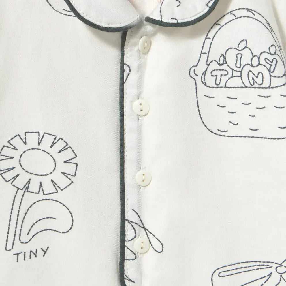 Tinycottons - Mantar Desenli Tulum Pijama | Beyaz